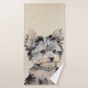 Yorkshire Terrier Puppy Painting Original Hundesch Badhandtuch Set