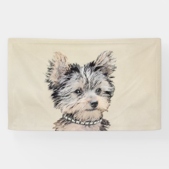 Yorkshire Terrier Puppy Painting Original Hundesch Banner (Horizontal)