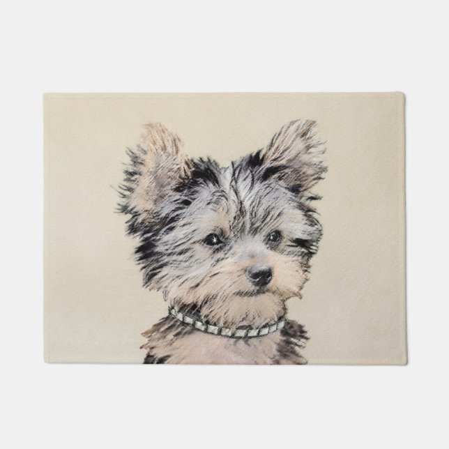 Yorkshire Terrier Puppy Painting Original Hundesch Fußmatte (Vorderseite)