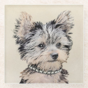 Yorkshire Terrier Puppy Painting Original Hundesch Glasuntersetzer