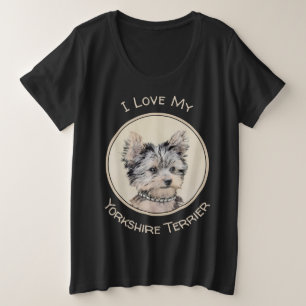 Yorkshire Terrier Puppy Painting Original Hundesch Große Größe T-Shirt