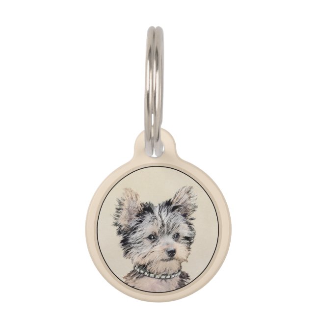 Yorkshire Terrier Puppy Painting Original Hundesch Haustiermarke (Vorderseite)