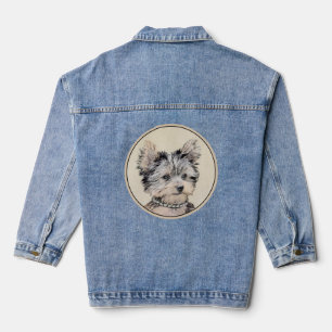 Yorkshire Terrier Puppy Painting Original Hundesch Jeansjacke