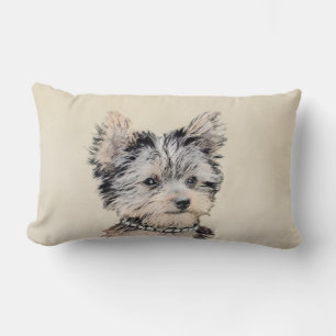 Yorkshire Terrier Puppy Painting Original Hundesch Lendenkissen