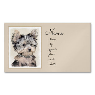 Yorkshire Terrier Puppy Painting Original Hundesch Magnetische Visitenkarte