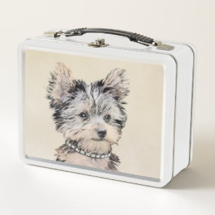 Yorkshire Terrier Puppy Painting Original Hundesch Metall Brotdose