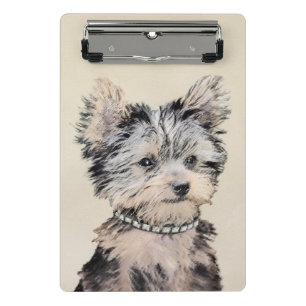 Yorkshire Terrier Puppy Painting Original Hundesch Mini Klemmbrett