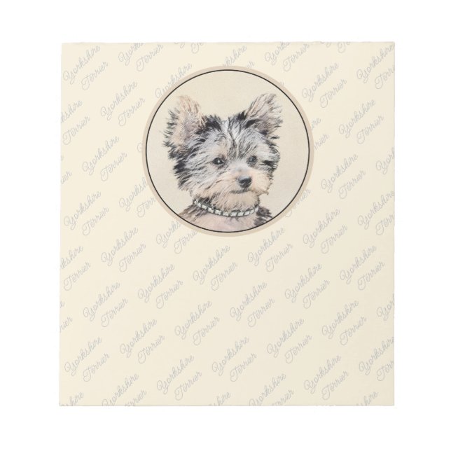 Yorkshire Terrier Puppy Painting Original Hundesch Notizblock (Vorderseite)