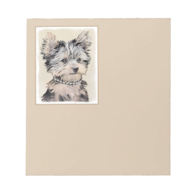 Yorkshire Terrier Puppy Painting Original Hundesch Notizblock (Vorderseite)