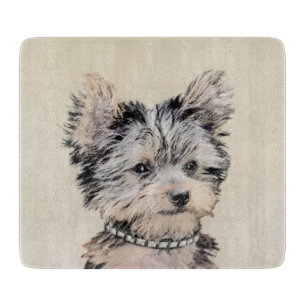 Yorkshire Terrier Puppy Painting Original Hundesch Schneidebrett
