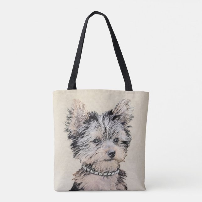 Yorkshire Terrier Puppy Painting Original Hundesch Tasche (Rückseite)