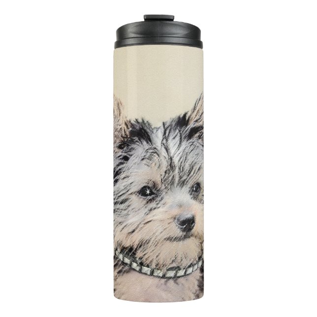Yorkshire Terrier Puppy Painting Original Hundesch Thermosbecher (Vorderseite)