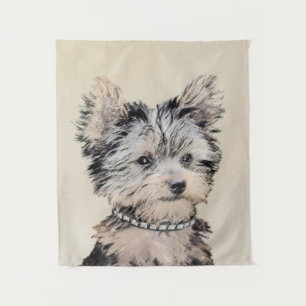 Yorkshire Terrier Puppy Painting Original Hundesch Wandteppich