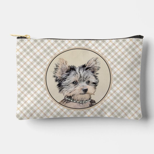 Yorkshire Terrier Puppy Painting Original Hundesch Zubehörtasche (Vorderseite)