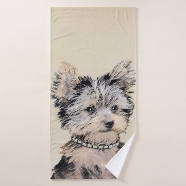 Yorkshire Terrier Puppy Peinture Chien original (Serviette de bain)