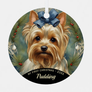 Yorkshire Terrier Puppy's First Christmas Ornament Aus Metall
