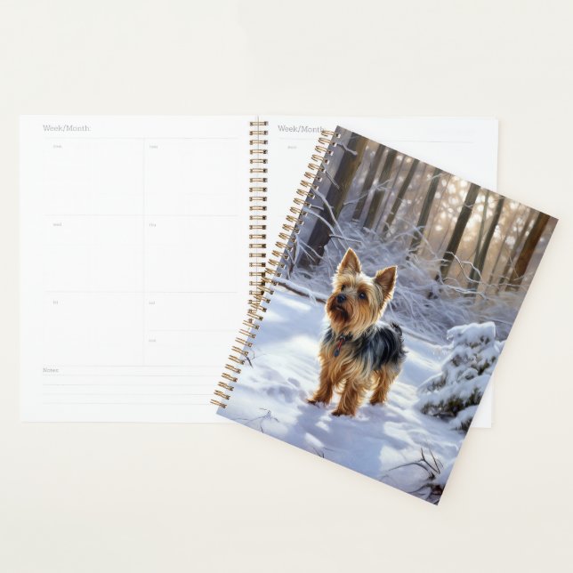 Yorkshire Terrier Qu'il neige Noël (Devant avec enveloppe)