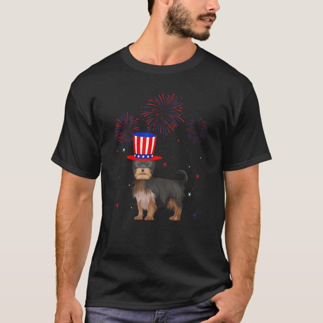 Yorkshire Terrier Red White Fireworks Dekoration 4 T-Shirt (Vorderseite)