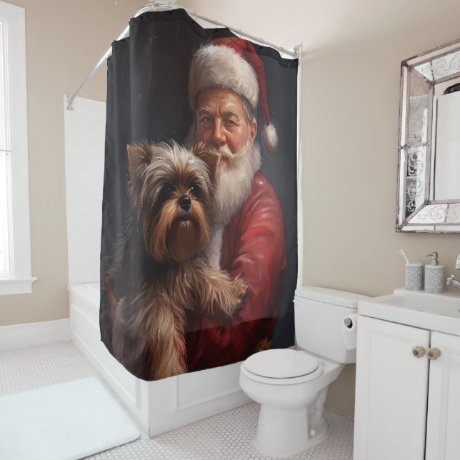 Yorkshire Terrier Santa Claus Weihnachten Duschvorhang (Beispiel)