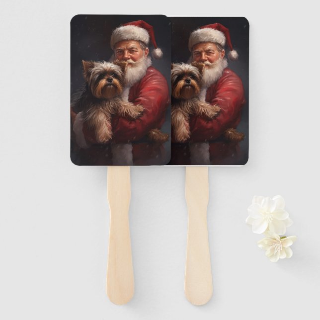 Yorkshire Terrier Santa Claus Weihnachten Fächer (Vorne und Hinten)