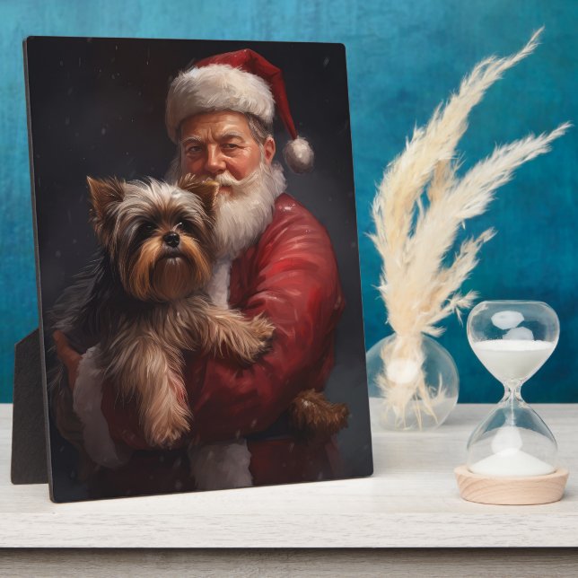 Yorkshire Terrier Santa Claus Weihnachten Fotoplatte (Seite)