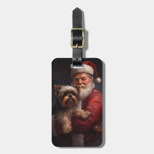 Yorkshire Terrier Santa Claus Weihnachten Gepäckanhänger (Vorderseite vertikal)