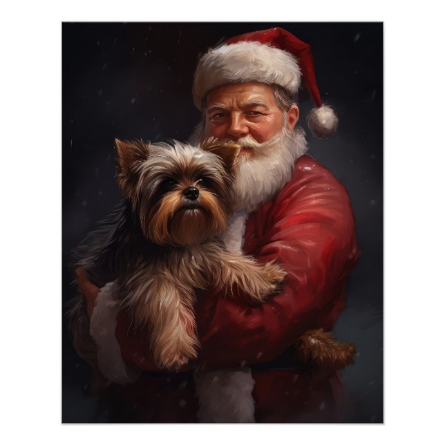 Yorkshire Terrier Santa Claus Weihnachten Poster (Vorderseite)