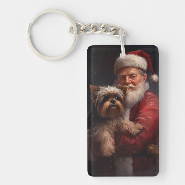 Yorkshire Terrier Santa Claus Weihnachten Schlüsselanhänger (Vorderseite)