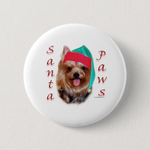 Yorkshire Terrier Santa Paws Button