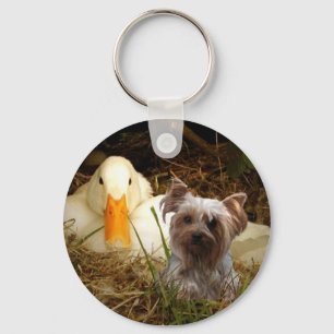 Yorkshire-Terrier-Schlüsselanhänger mit Ente Schlüsselanhänger