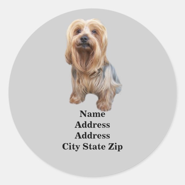 Yorkshire Terrier So Niedliches Adressetikett Runder Aufkleber (Vorderseite)