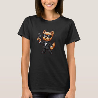 Yorkshire Terrier Spy Dog Funny Secret Agent T-Shirt