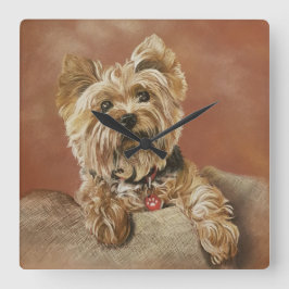 Yorkshire Terrier Square Wall Clock Quadratische Wanduhr