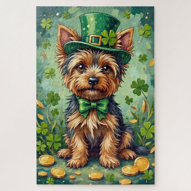 Yorkshire Terrier St. Patrick's Day Süßer Glückshu (Vertikal)