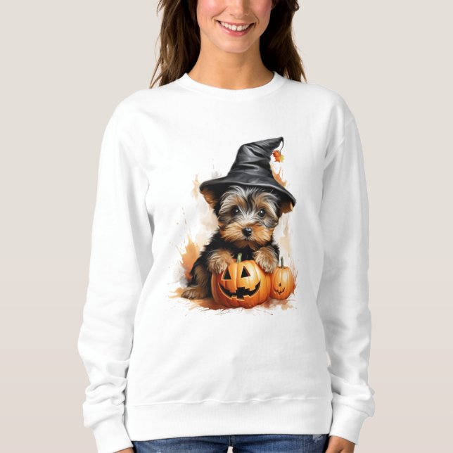 Yorkshire Terrier Sweatshirt d'Halloween chiot (Devant)