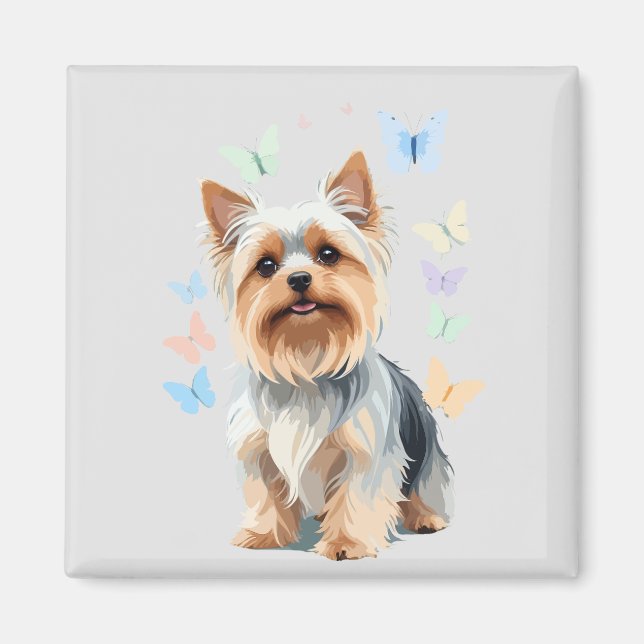 Yorkshire Terrier Vector Painting Adorable Fun Joy Magnet (Vorne)