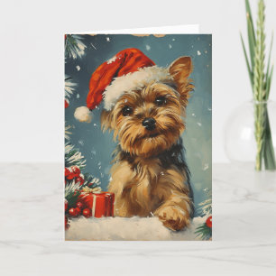 Yorkshire Terrier vintage personalisiertes Weihnac Feiertagskarte