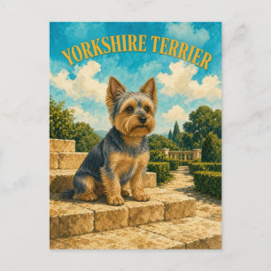 Yorkshire Terrier, Vintage Wasserfarben-Hundekunst Postkarte