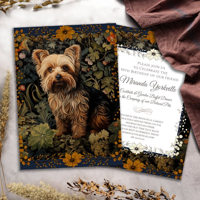 Yorkshire Terrier Vintages Blumenband Einladung (Von Creator hochgeladen)