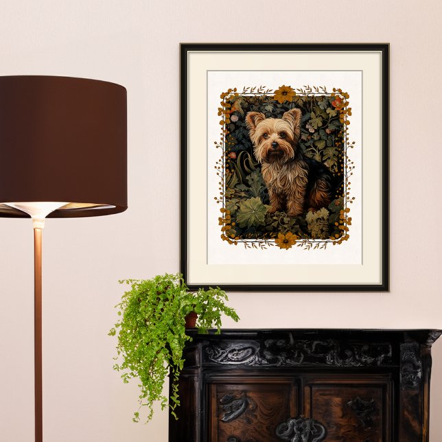 Yorkshire Terrier Vintages Blumenband Poster (Mat and frame are not included.)