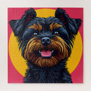 Yorkshire Terrier vor einem hellen Hintergrund