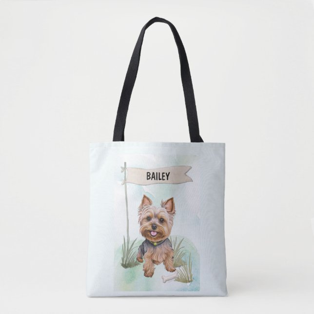 Yorkshire Terrier Watercolor Personalized Dog Tasche (Vorderseite)
