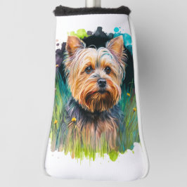 Yorkshire Terrier Watercolor Putter Golf Headcover