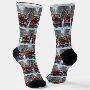 Yorkshire Terrier Weihnachten Rotes Lastwagen Gesc Socken