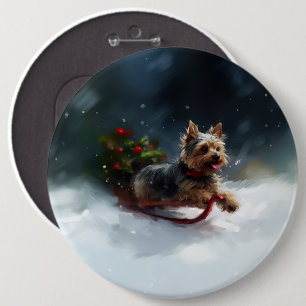 Yorkshire Terrier Weihnachten Schnee Winter Button