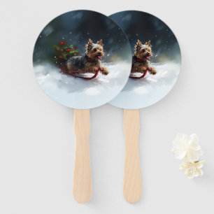 Yorkshire Terrier Weihnachten Schnee Winter Fächer