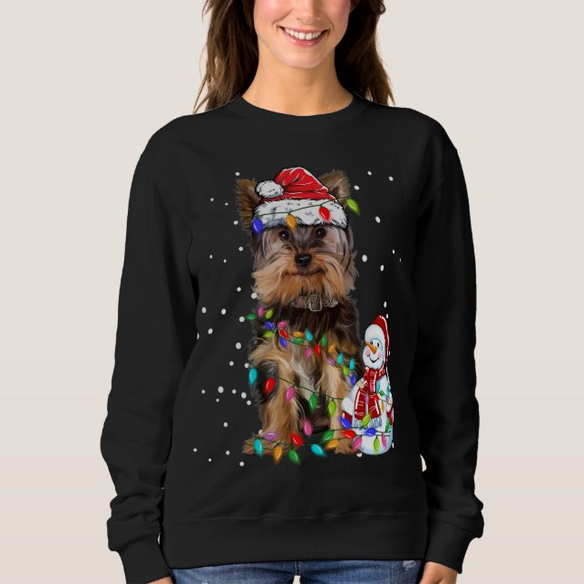Yorkshire Terrier Weihnachtsfeier Weihnachtsmannmü Sweatshirt (Vorderseite)