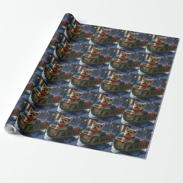 Yorkshire Terrier Weihnachtsfeiertage Geschenkpapier (Ungerollt)