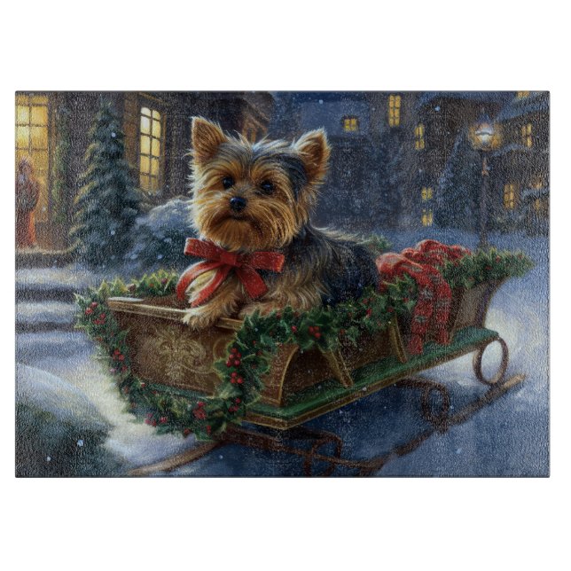 Yorkshire Terrier Weihnachtsfeiertage Schneidebrett (Vorderseite)