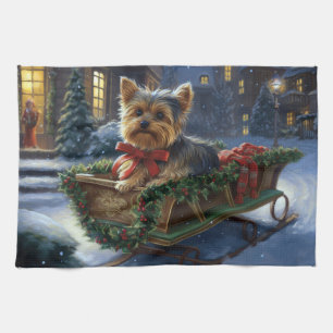 Yorkshire Terrier Weihnachtsfest Saison Geschirrtuch